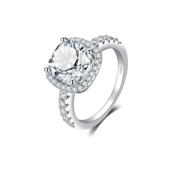💎 3ct CZ Engagement Ring – 925 Sterling Silver 💋 - Picture 4 of 6